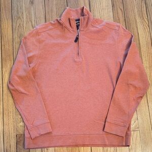Johnston & Murphy Men's Quarter Zip-Up 100% Cotton Pull Over in Salmon M